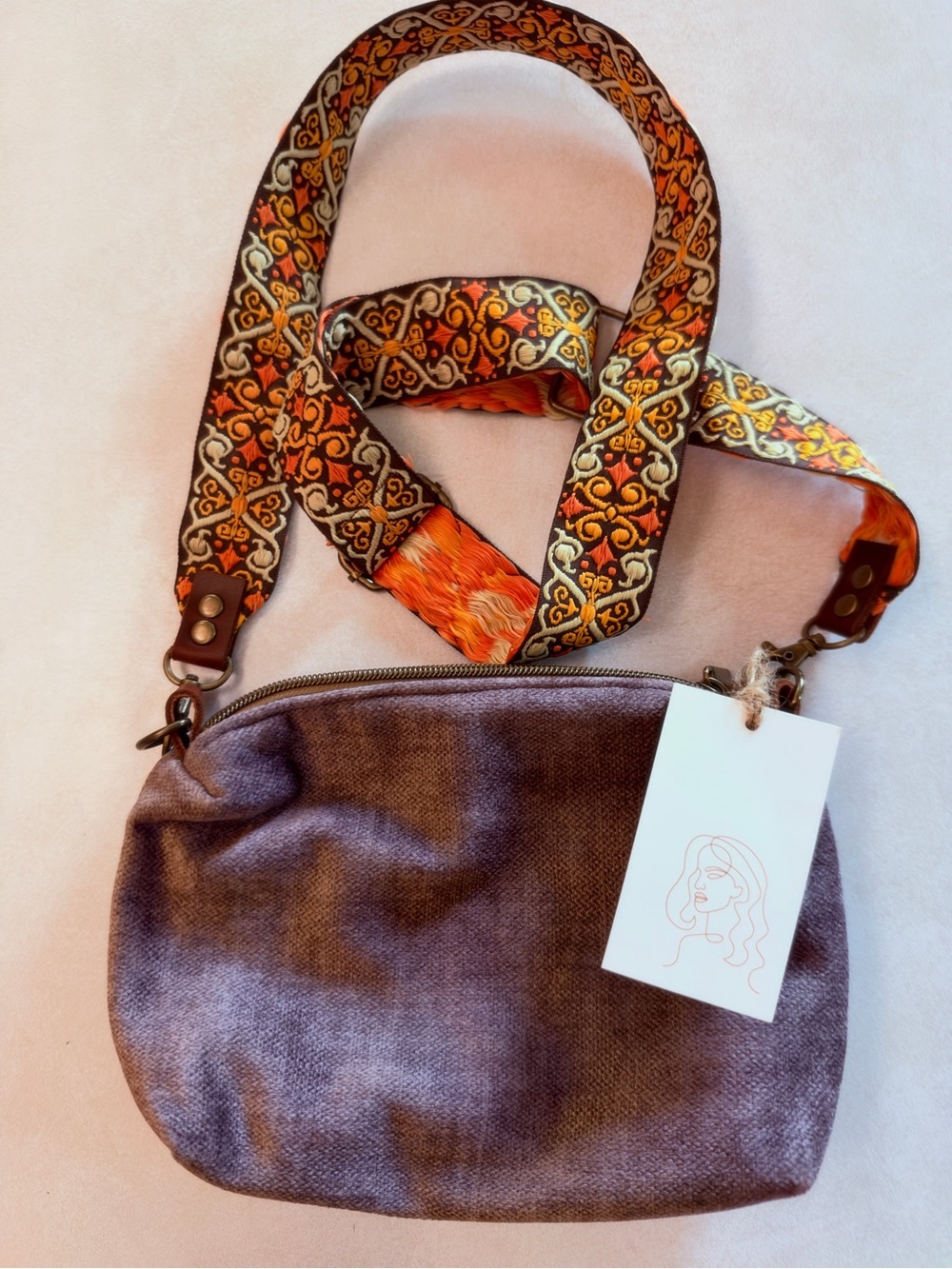 Ancient Amazons Crossbody Bag with Decorative Strap - Purple